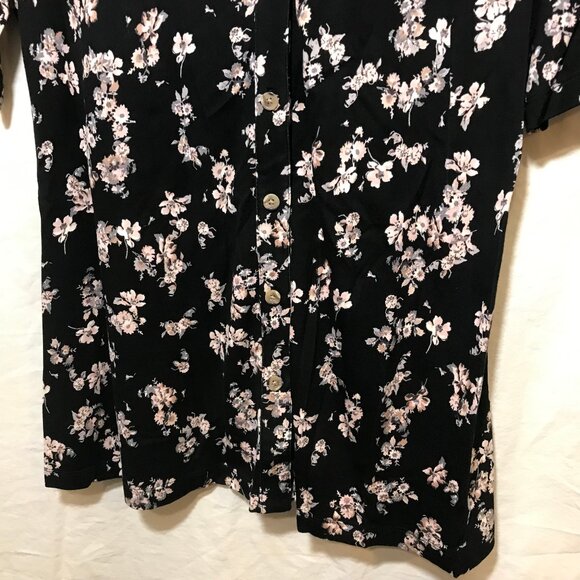 Issac Mizrahi Live! Black Floral Print Blouse Top EUC Medium M Button Down Front - Picture 5 of 9